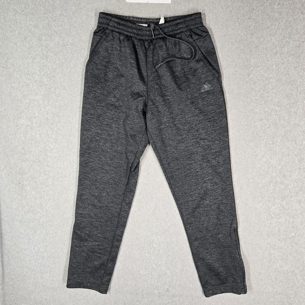 Adidas Men Activewear Pants M Gray Sweatpants Fleece Logo 29" Inseam Stretch